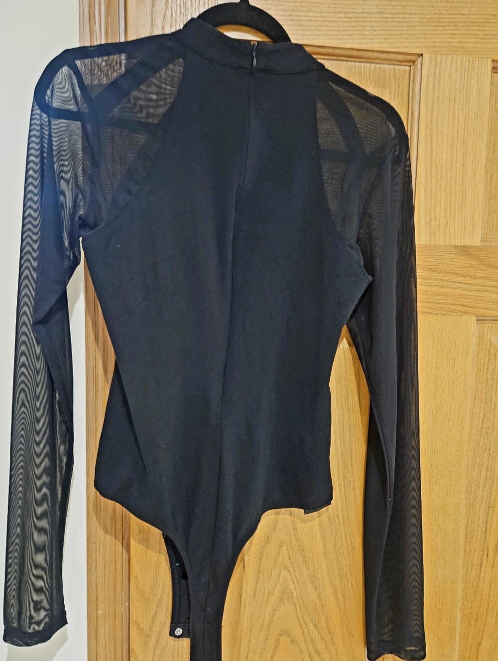 Guess Black Sheer Mesh Long-Sleeve Bodysuit